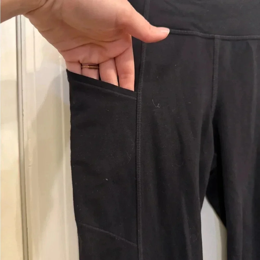 Athleta Girl Black Mesh Cut Out Cropped Leggings Size XL/14